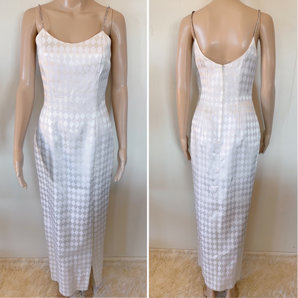 Vintage 90s Diamond Crystal Prom Dress Gown Sz 5/6
